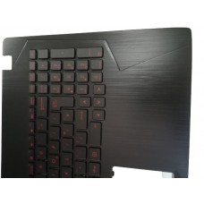 Teclado UK ASUS TOP COVER BLACK , KEYB BLACK MATE LETRAS RED W/ LIGHT + SPEAKERS 